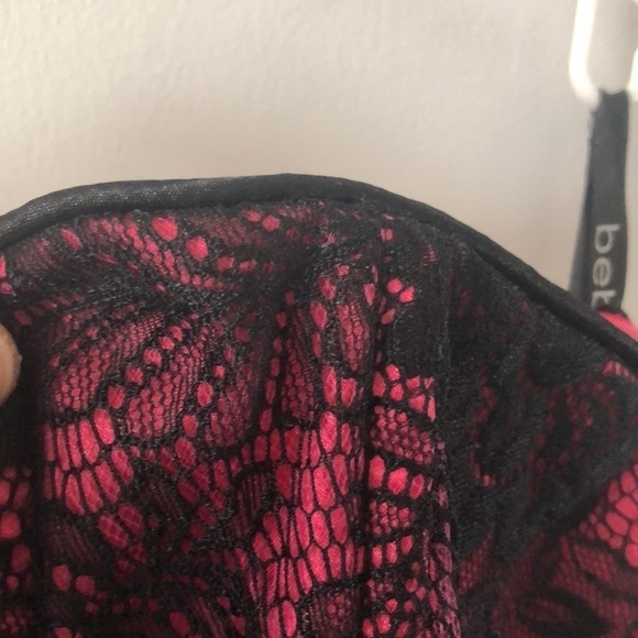 NEW Bebe Black Lace Pink Tulle Prom Winter Formal Dance Fit & Flare Mini L Dress - Picture 5 of 16